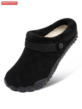 Faux Fur Lined Furry Clog Slippers Cozy Non-Slip Indoor Outdoor